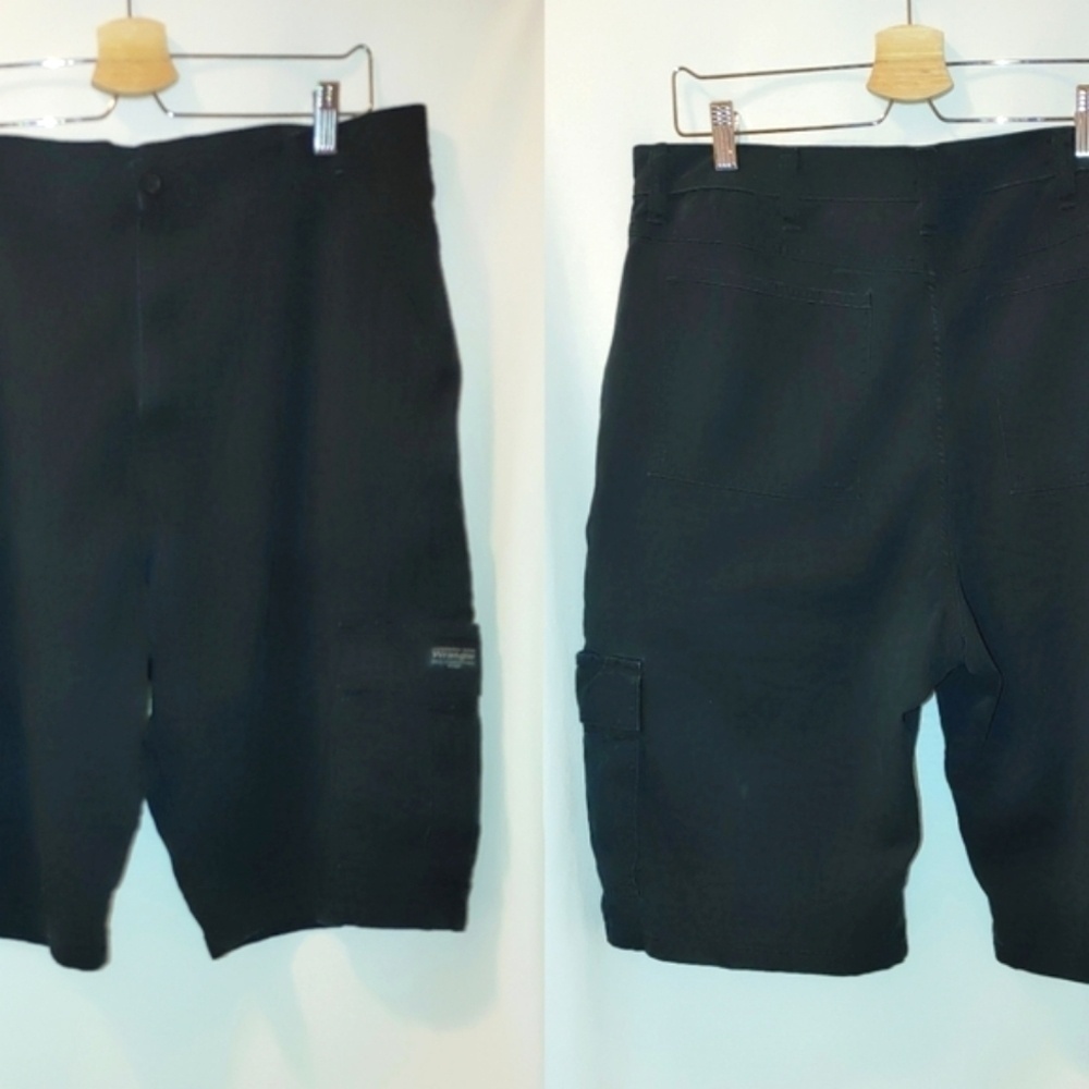Wrangler Cargo Shorts Washed Black Cotton 36 Tall Longer Length Casual 36 T